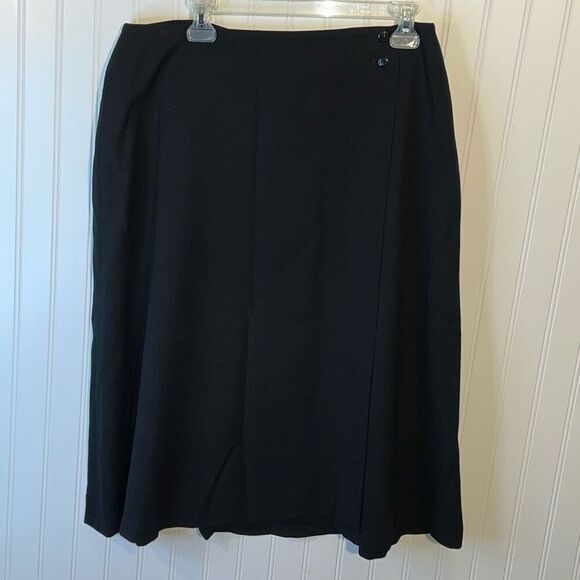 Jones New York 100% Wool Wrap Skirt Women’s 16 Black A-Line Office Mid Length - Picture 1 of 12